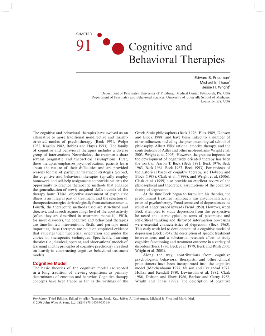 PDF) Cognitive and Behavioral Therapies