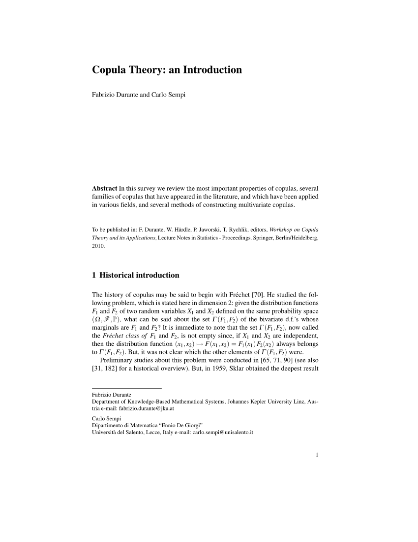 PDF) Copula Theory: An Introduction