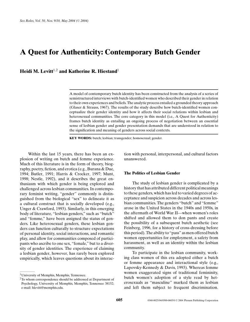 PDF) A Quest for Authenticity: Contemporary Butch Gender