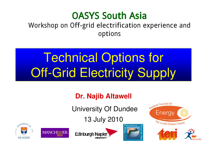 (PDF) Technical Options for Off-Grid Electricity Supply