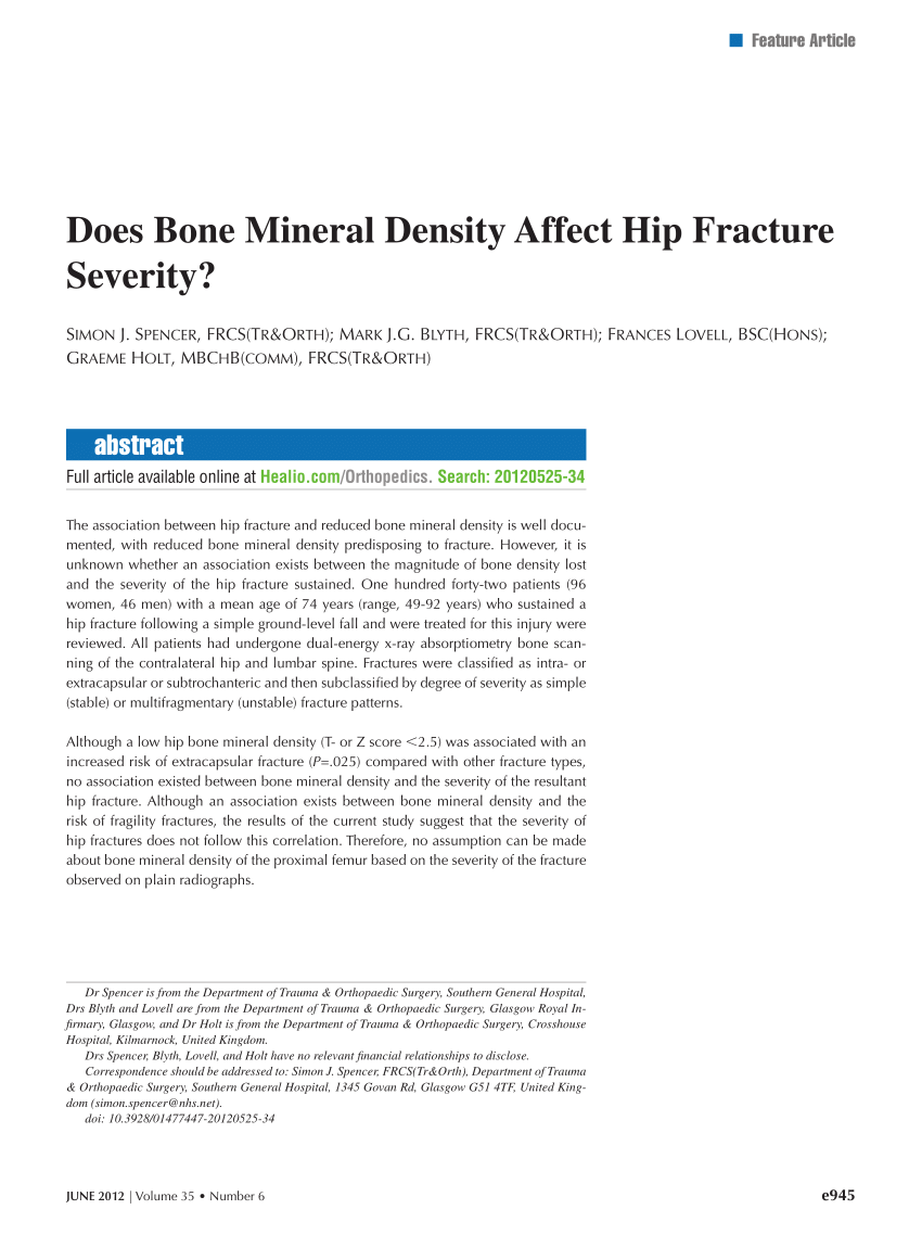 PDF) Does Bone Mineral Density Affect Hip Fracture Severity?