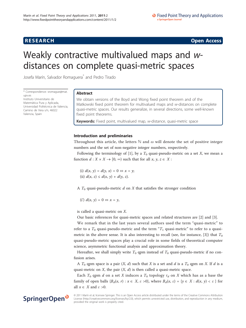 PDF) Weakly contractive multivalued maps and w-distances on 