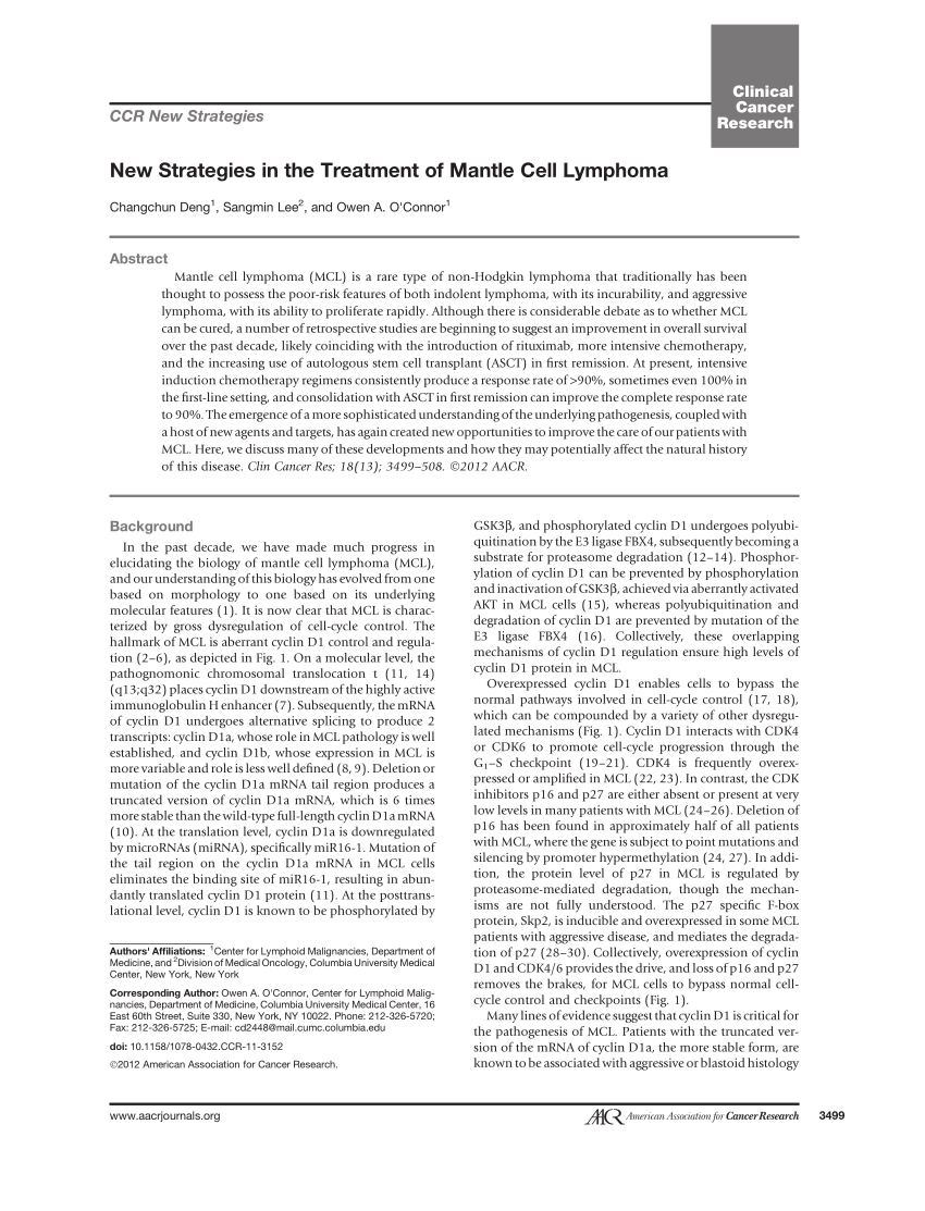 (PDF) New Strategies in the Treatment of Mantle Cell Lymphoma