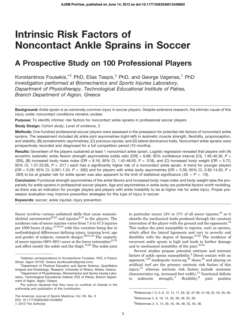 Ankle Sprains – The Nicholas Institute of Sports Medicine and