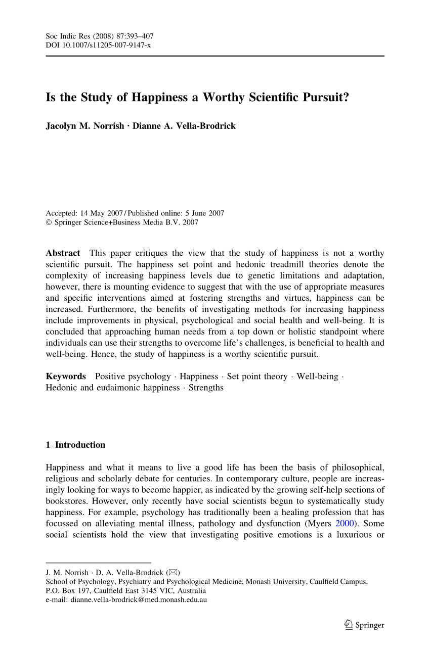 a research paper on happiness
