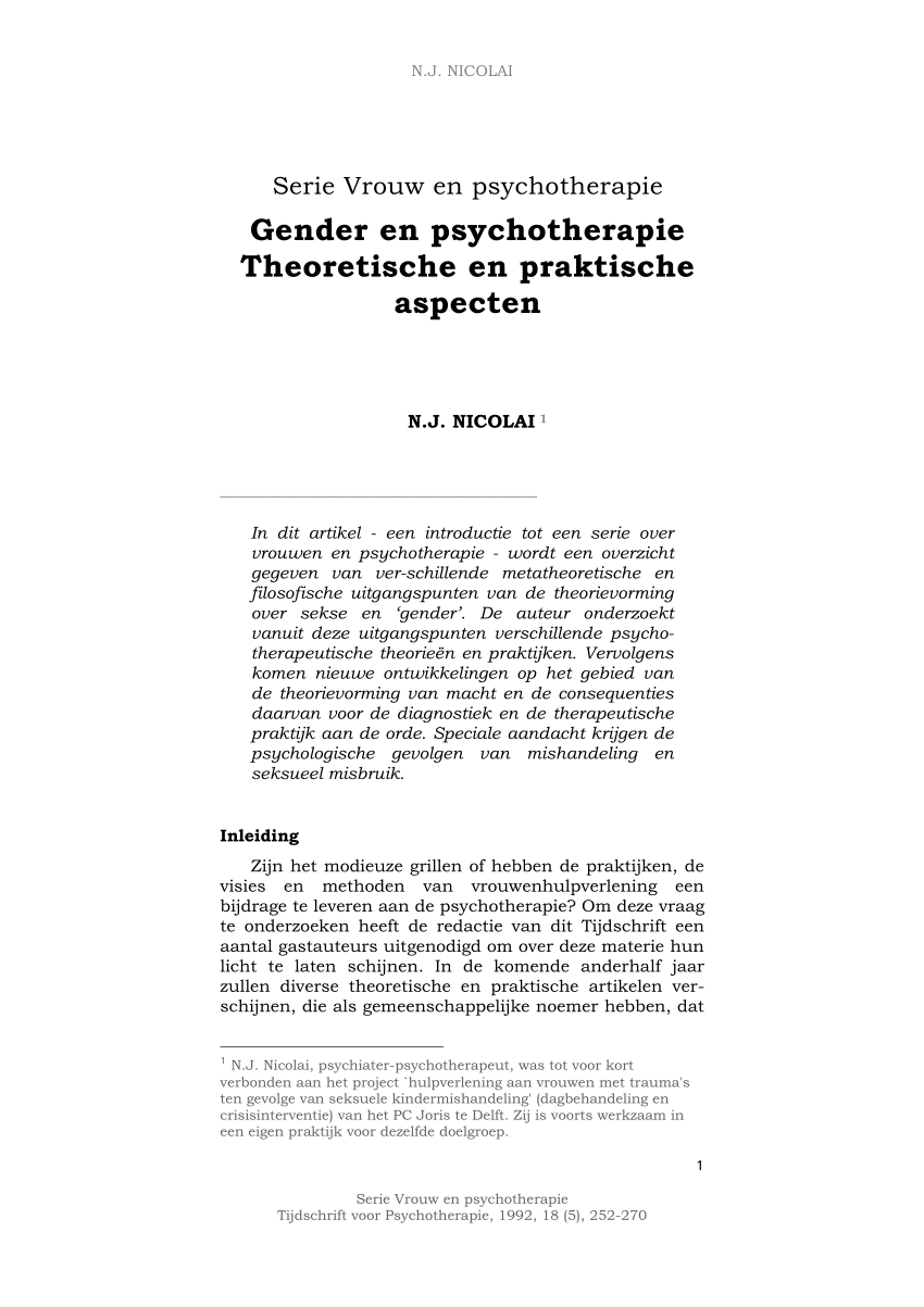 PDF) Gender en psychotherapie