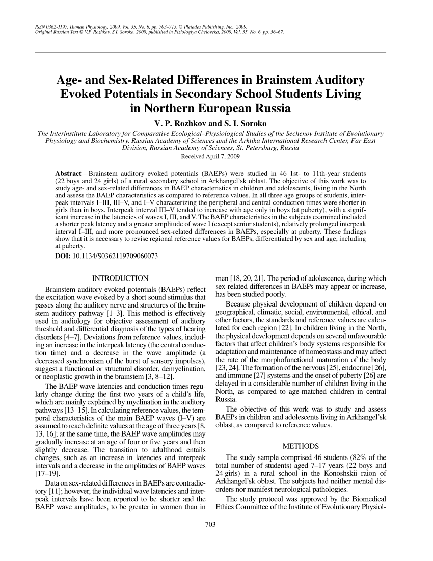 PDF) Age- and sex-related differences in brainstem auditory evoked  potentials in secondary school students living in Northern European Russia