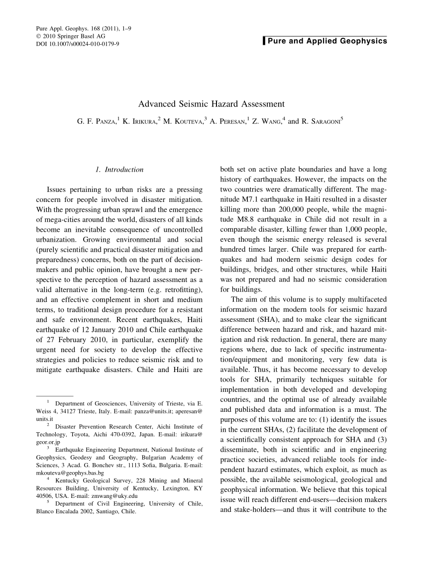 PDF) Advanced Seismic Hazard Assessment