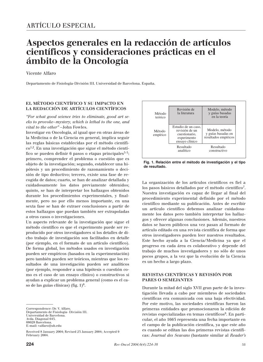 PDF) Aspectos generales en la redacción de artículos científicos y  consideraciones prácticas en el ámbito de la Oncología