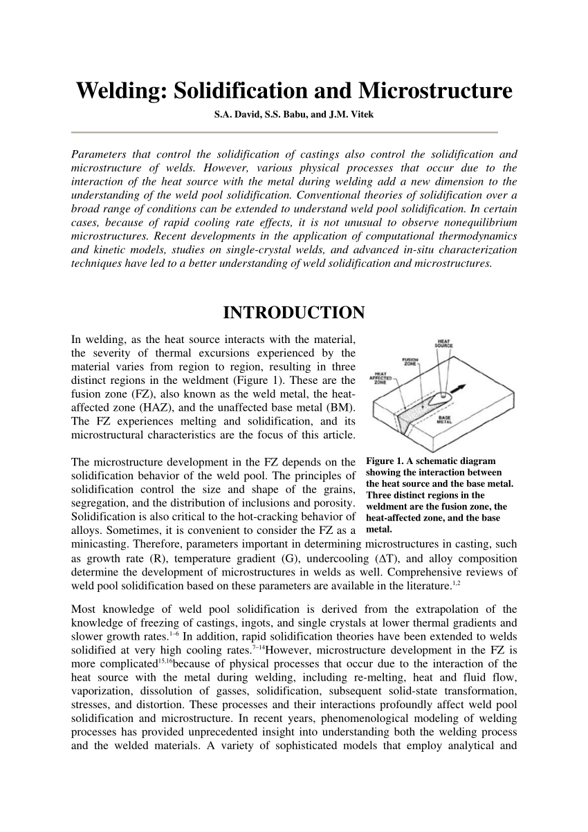 Pdf Welding Solidification And Microstructure