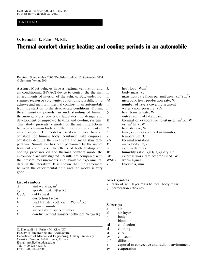 Pdf Thermal Comfort During Heating And Cooling Periods In An