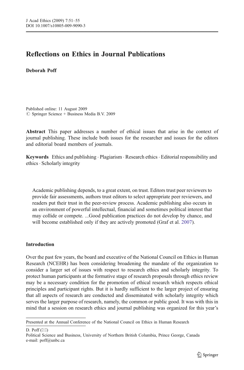 ethics in research journal article