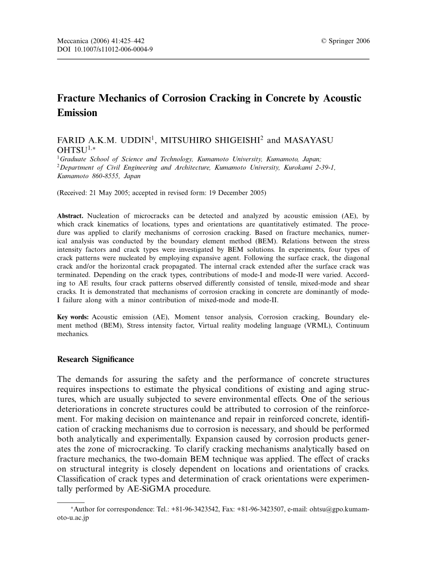 PDF) Fracture Mechanics of Corrosion Cracking in Concrete by