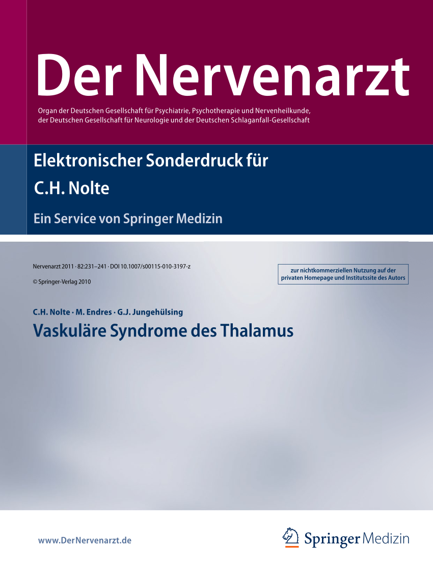 PDF Vaskuläre Syndrome des Thalamus 