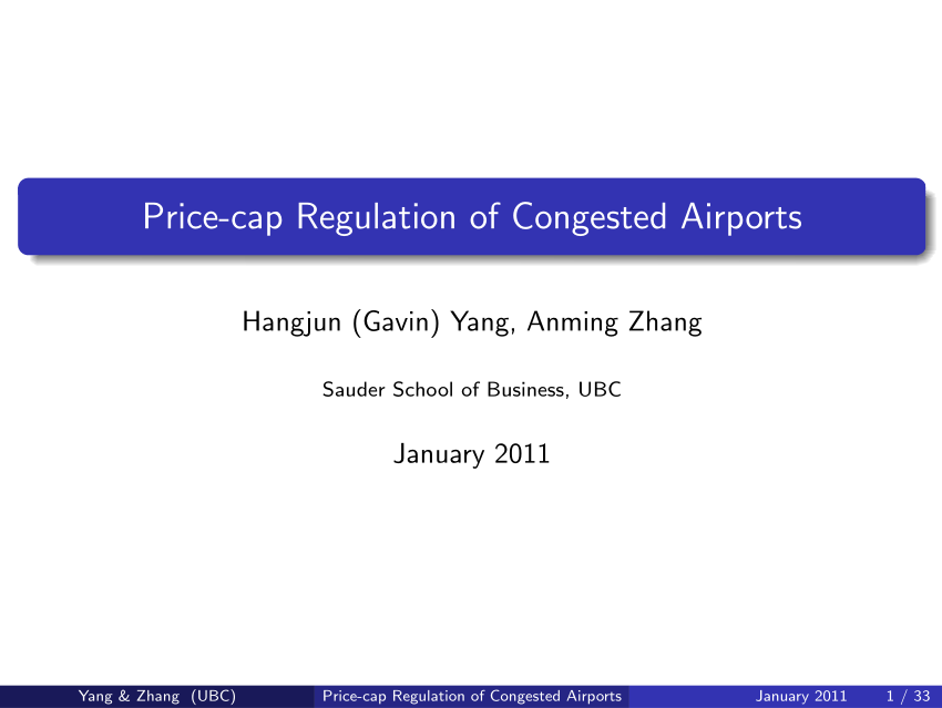 (PDF) Price-cap regulation of congested airports