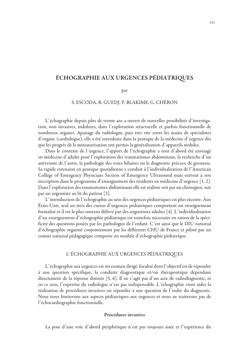 Pdf Echographie Aux Urgences Pediatriques