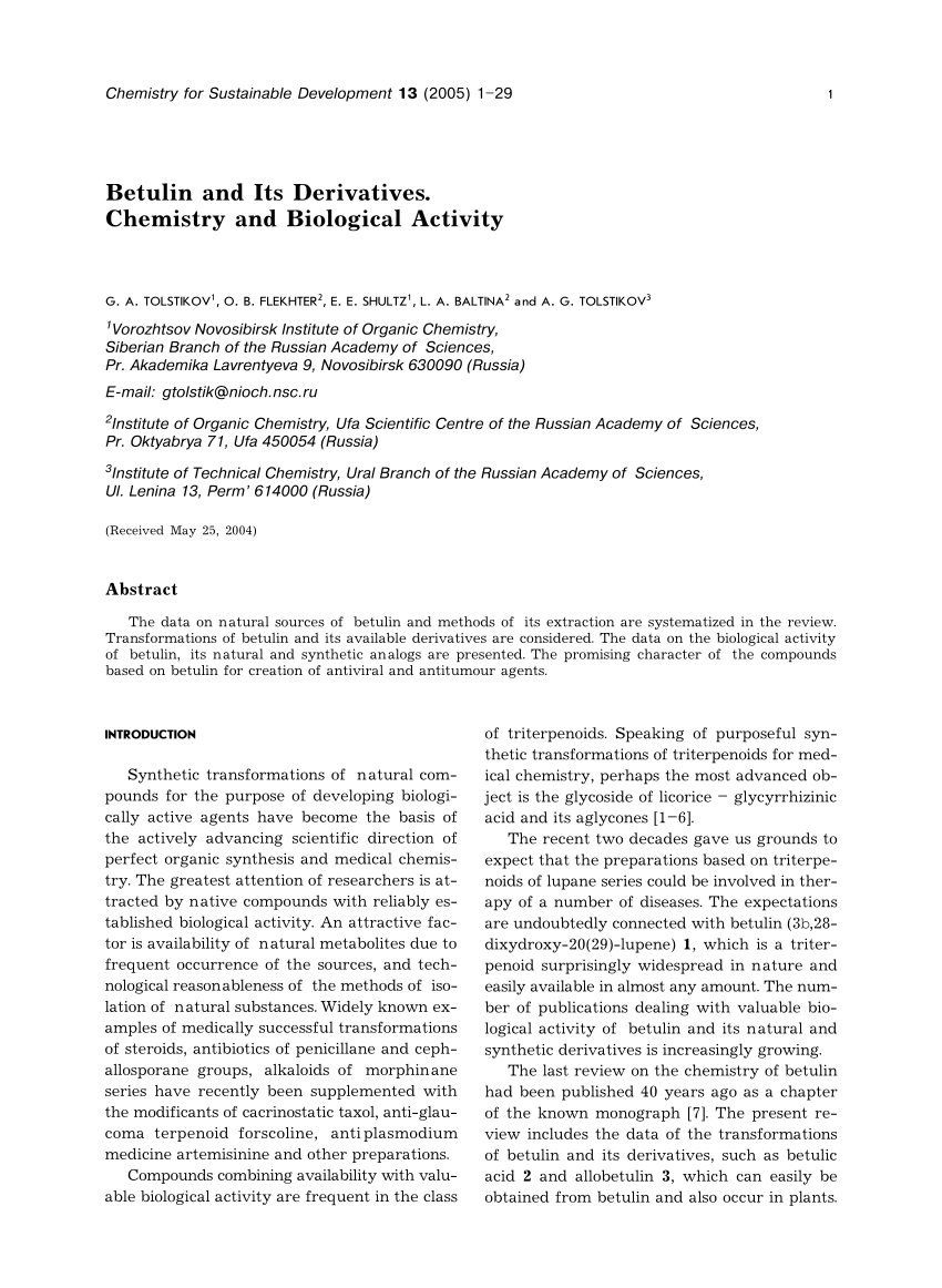 Pdf Synthesis And Pharmacological Activity Of Betulin Betulinic Acid And Allobetulin Esters