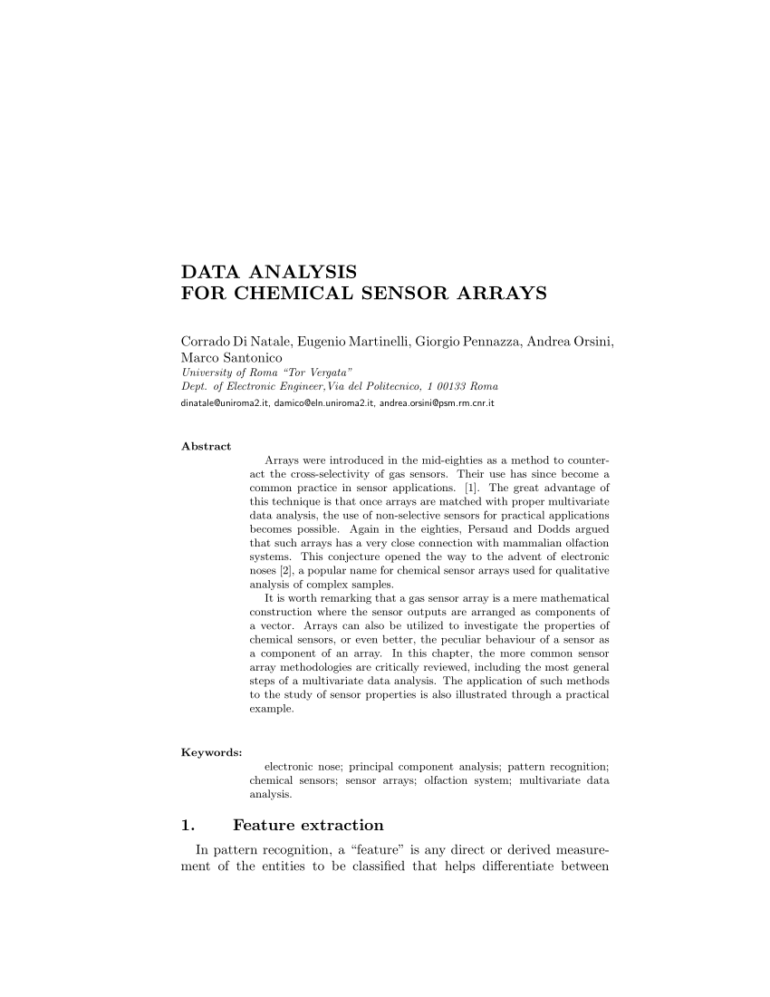 Data Del Natale.Pdf Data Analysis For Chemical Sensor Arrays