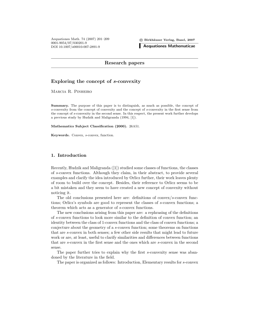 Pdf Exploring The Concept Of S Convexity