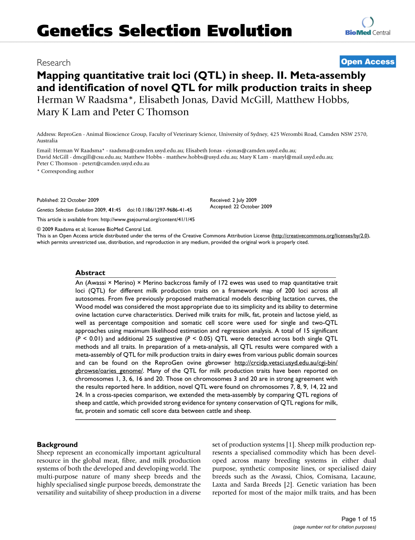 PDF) Mapping quantitative trait loci (QTL) in sheep. II. Meta 