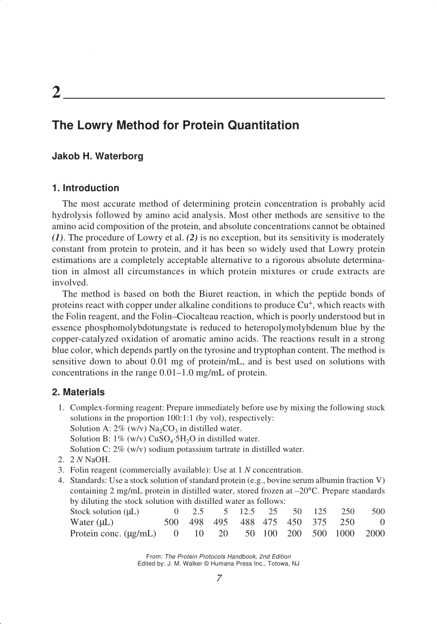 lowry method research paper