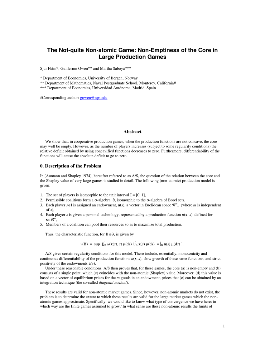 Pdf On The Core Of Linear Production Games