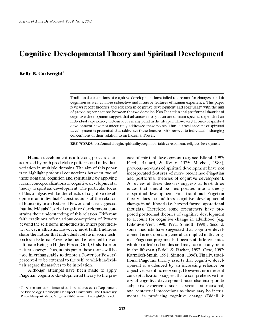 Spiritual Development From A Cognitive Perspective
