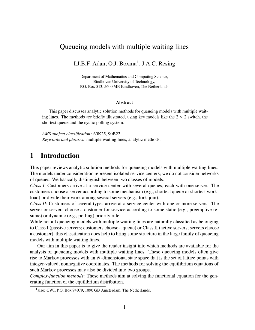 research papers on queuing models