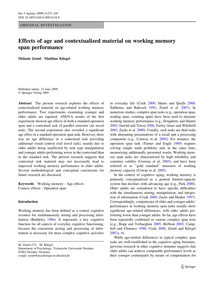 memory span research essay