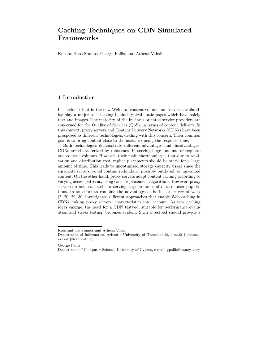 PDF) Caching Techniques on CDN Simulated Frameworks