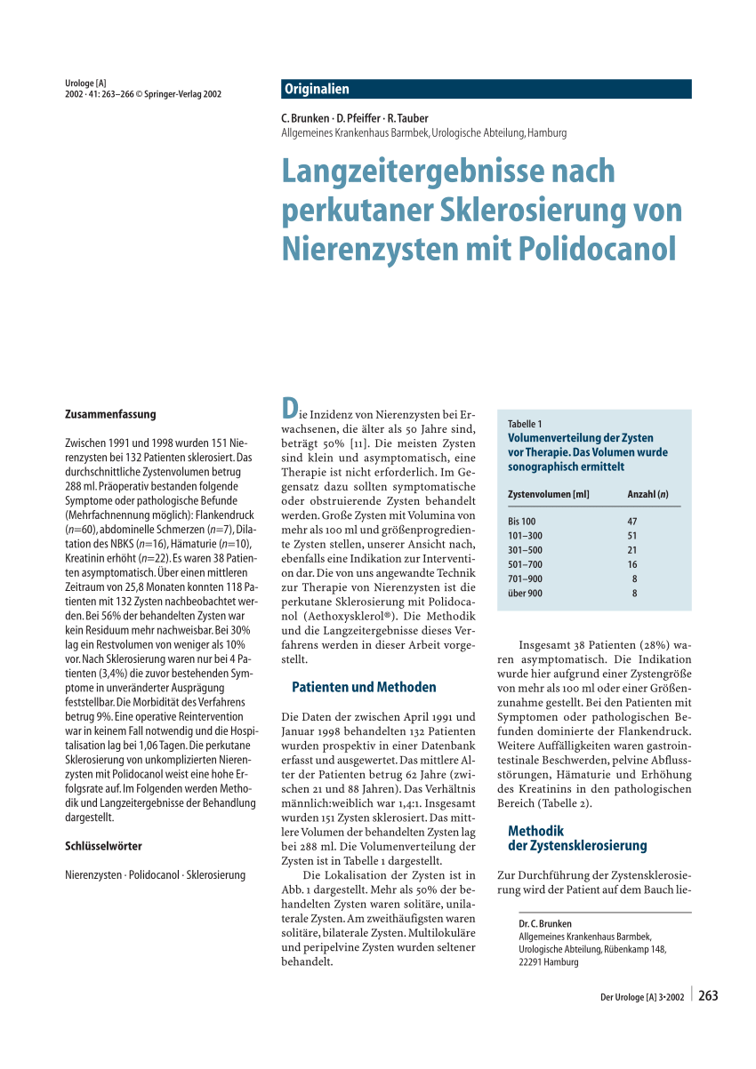 Pdf Langzeitergebnisse Nach Perkutaner Sklerosierung Von