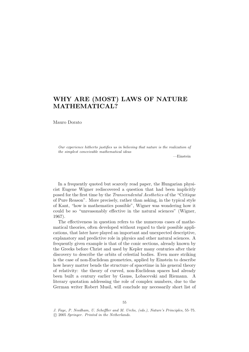 Pdf Why Are Most Laws Of Nature Mathematical