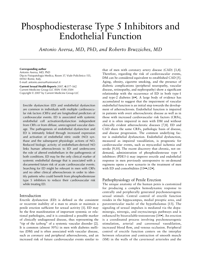 Pdf Phosphodiesterase Type 5 Inhibitors And Endothelial Function 1483