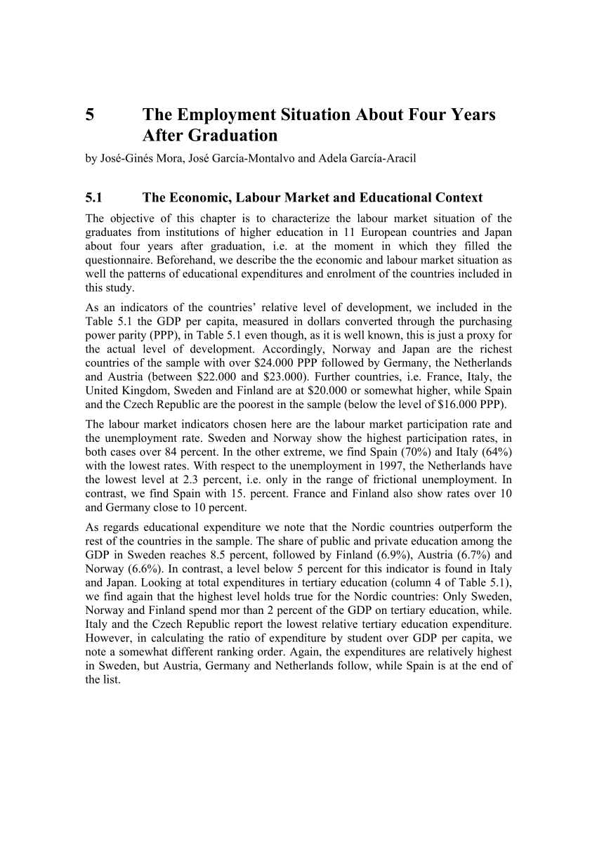 PDF The Employment Situation About Four Years After Graduation