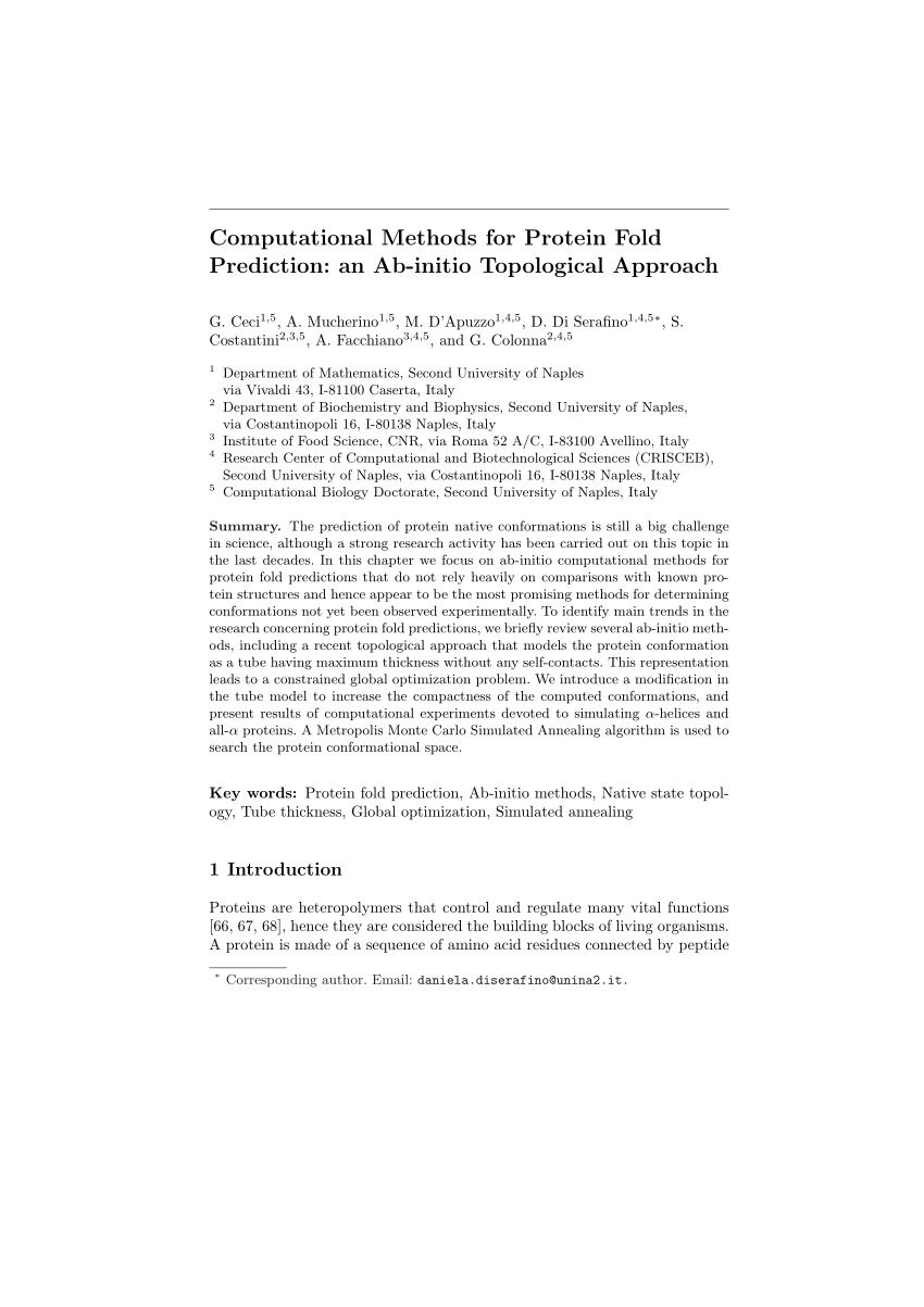 Pdf Computational Methods For Protein Fold Prediction