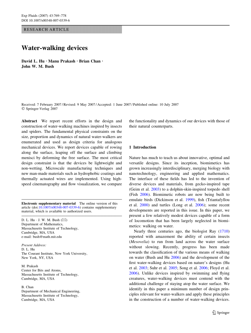 PDF) Water-walking devices