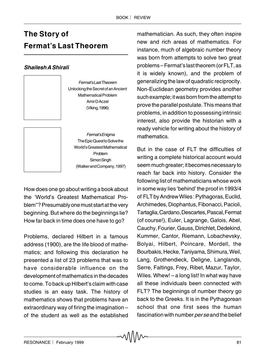 Pdf The Story Of Fermat S Last Theorem