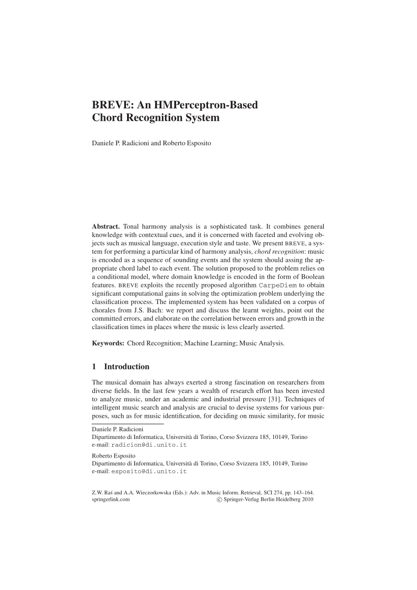 Pdf Breve An Hmperceptron Based Chord Recognition System