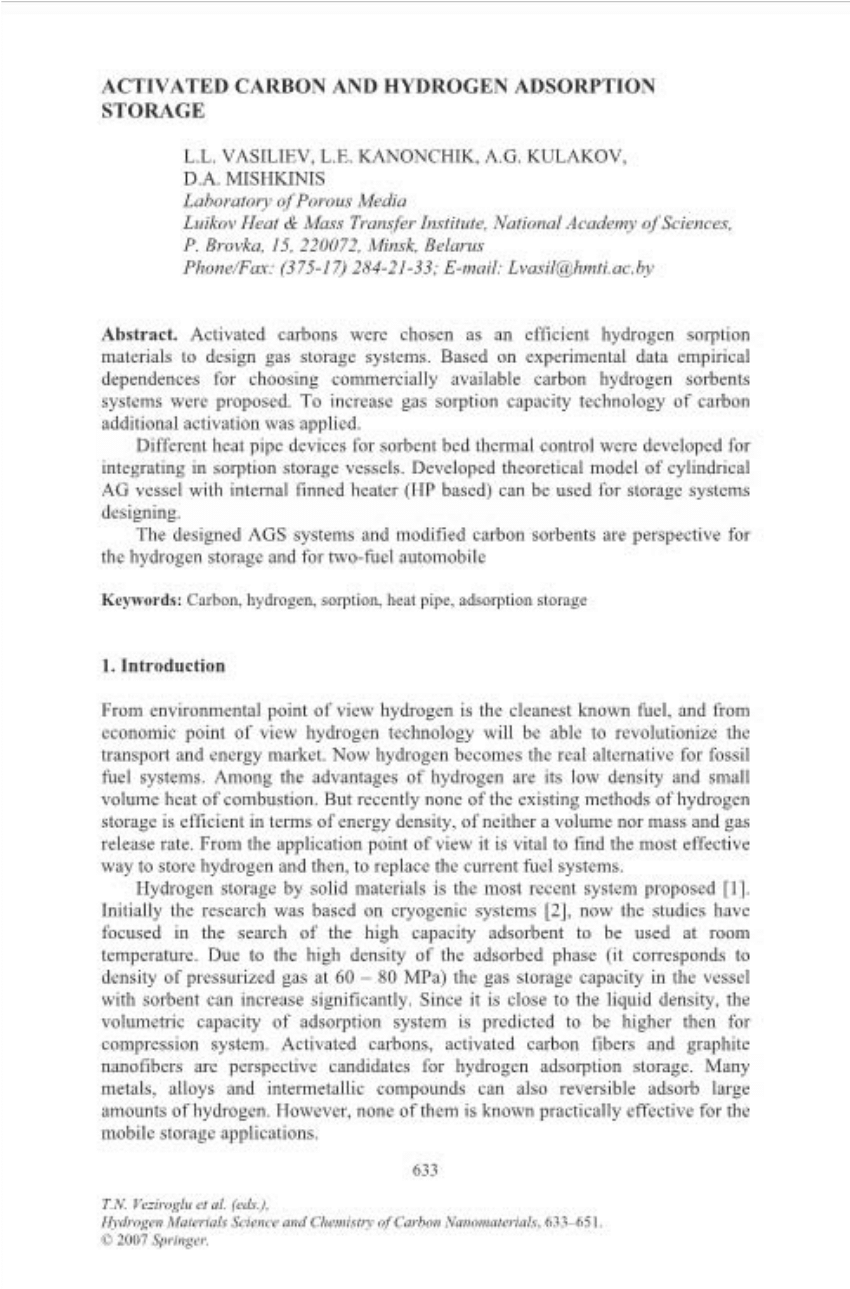 PDF) Activated carbon and hydrogen adsorption storage