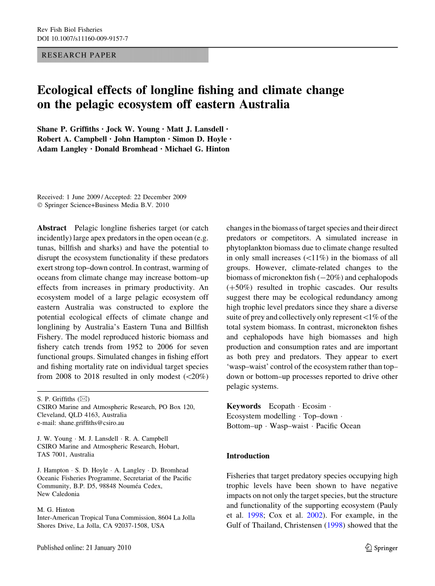 PDF) Ecological effects of longline fishing and climate change on