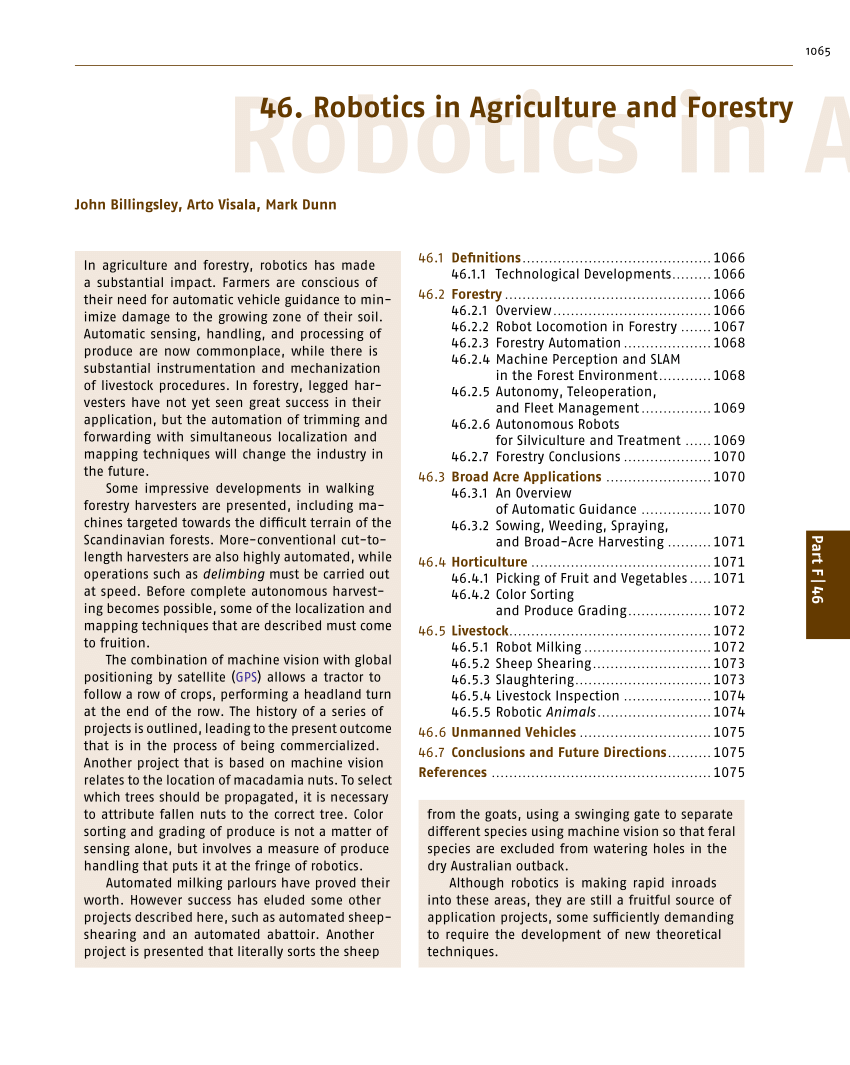 Pdf Robotics In Agriculture And Forestry