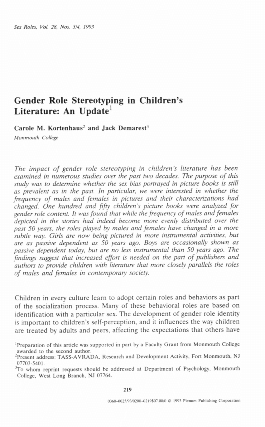 gender stereotypes are reinforced in literature essay