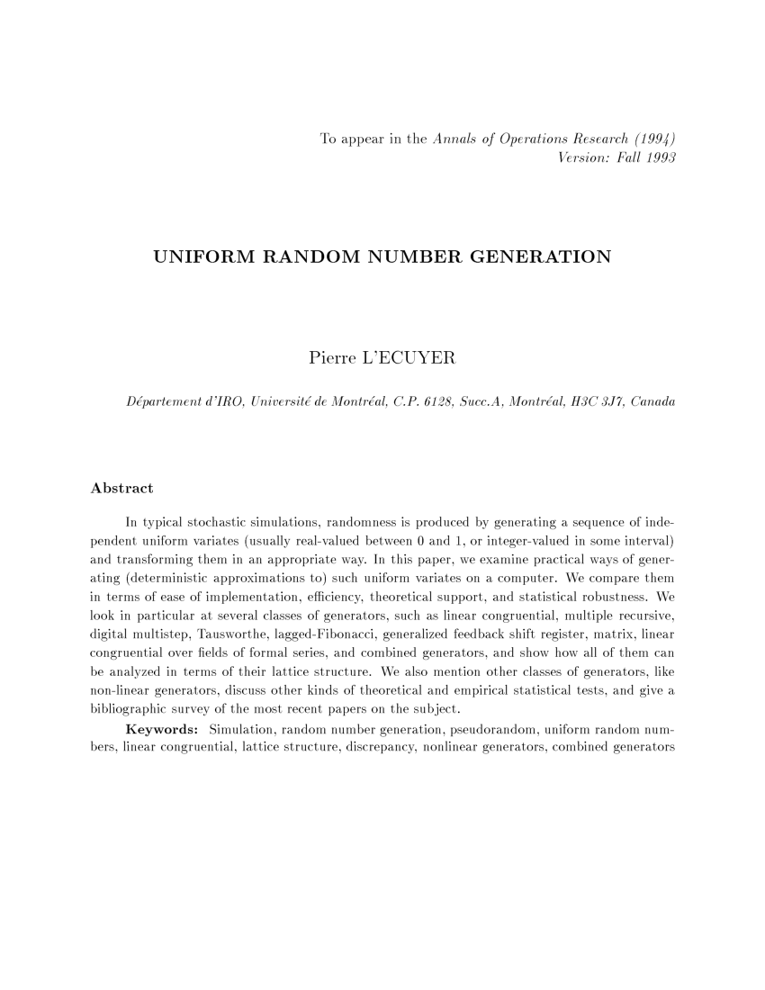 the complexity of nonuniform random number generation pdf