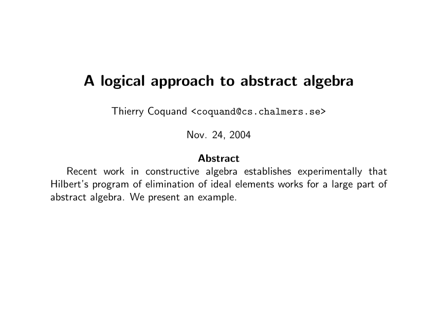 abstract algebra research paper pdf