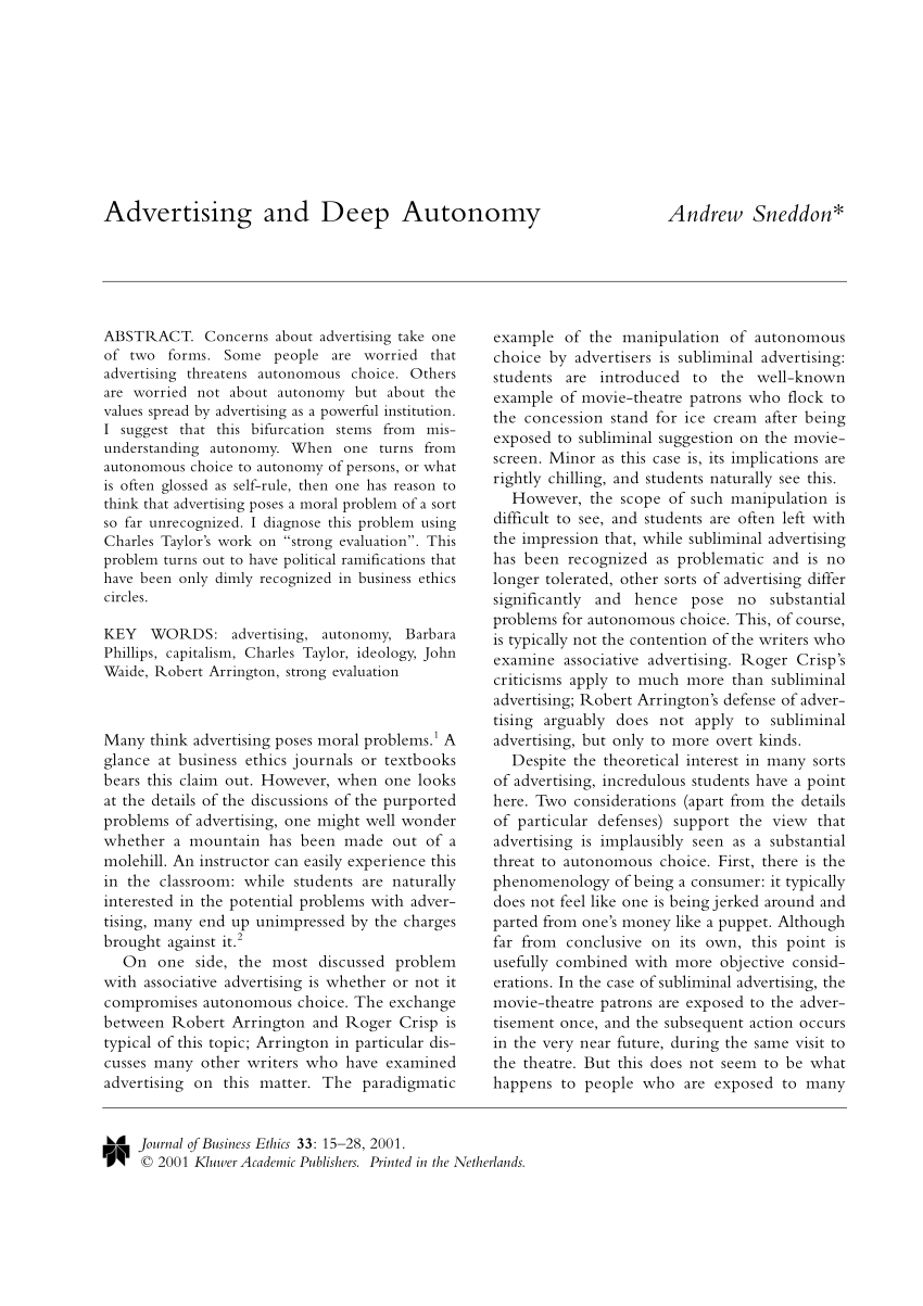 PDF) Advertising and Deep Autonomy