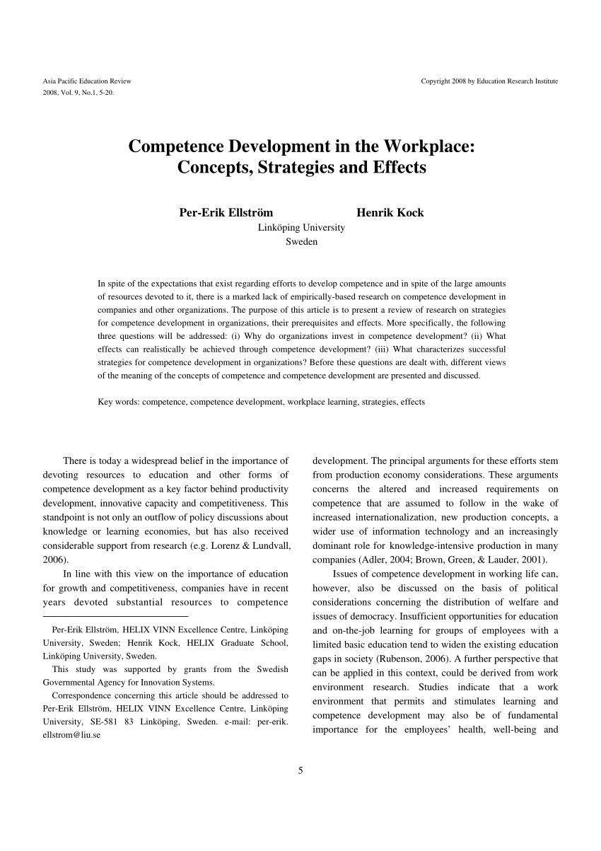 PDF) Competence development in the workplace: Concepts, strategies 