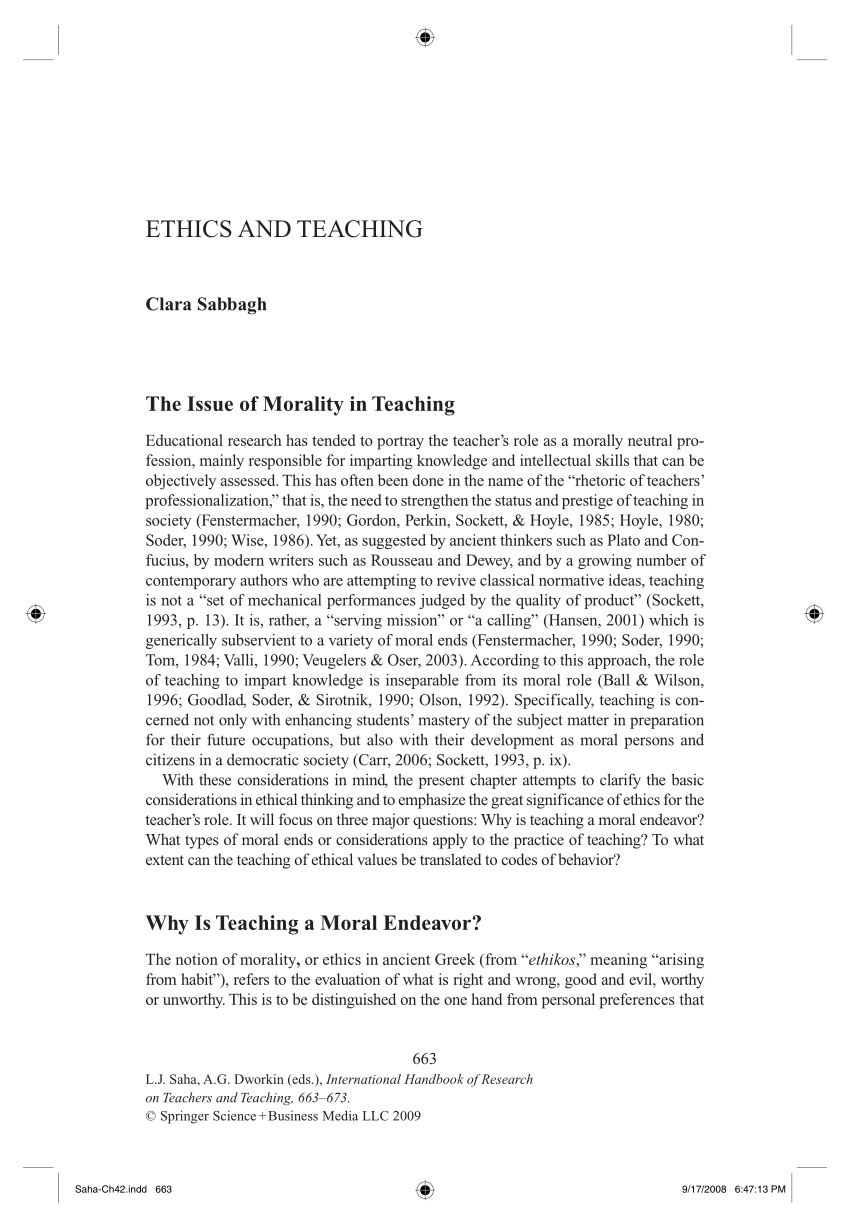 Pdf Ethics And Teaching