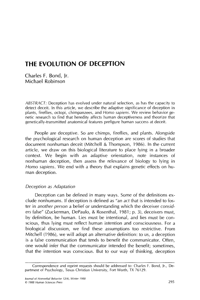 (PDF) The evolution of deception