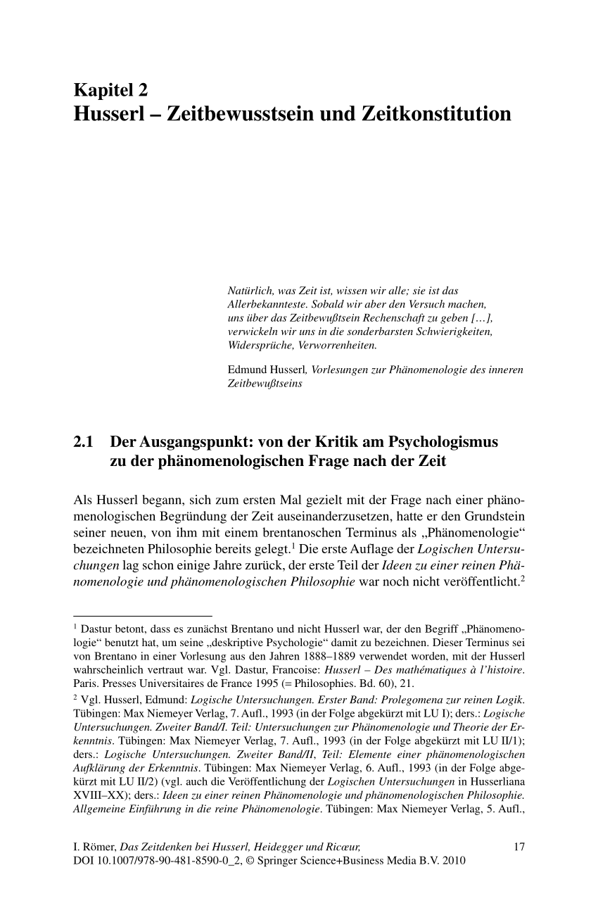PDF) Husserl – Zeitbewusstsein und Zeitkonstitution