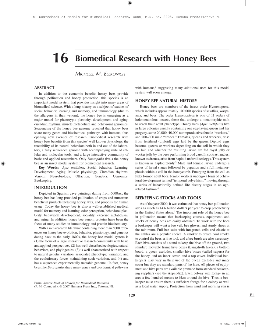 research articles on honey bee